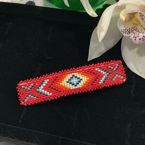 Beadwork Red Hair Clip